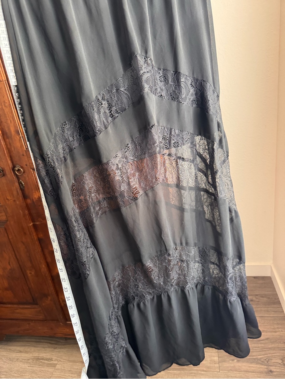 Express Black Lace Insert Sheer Maxi Skirt - Picture 4 of 8